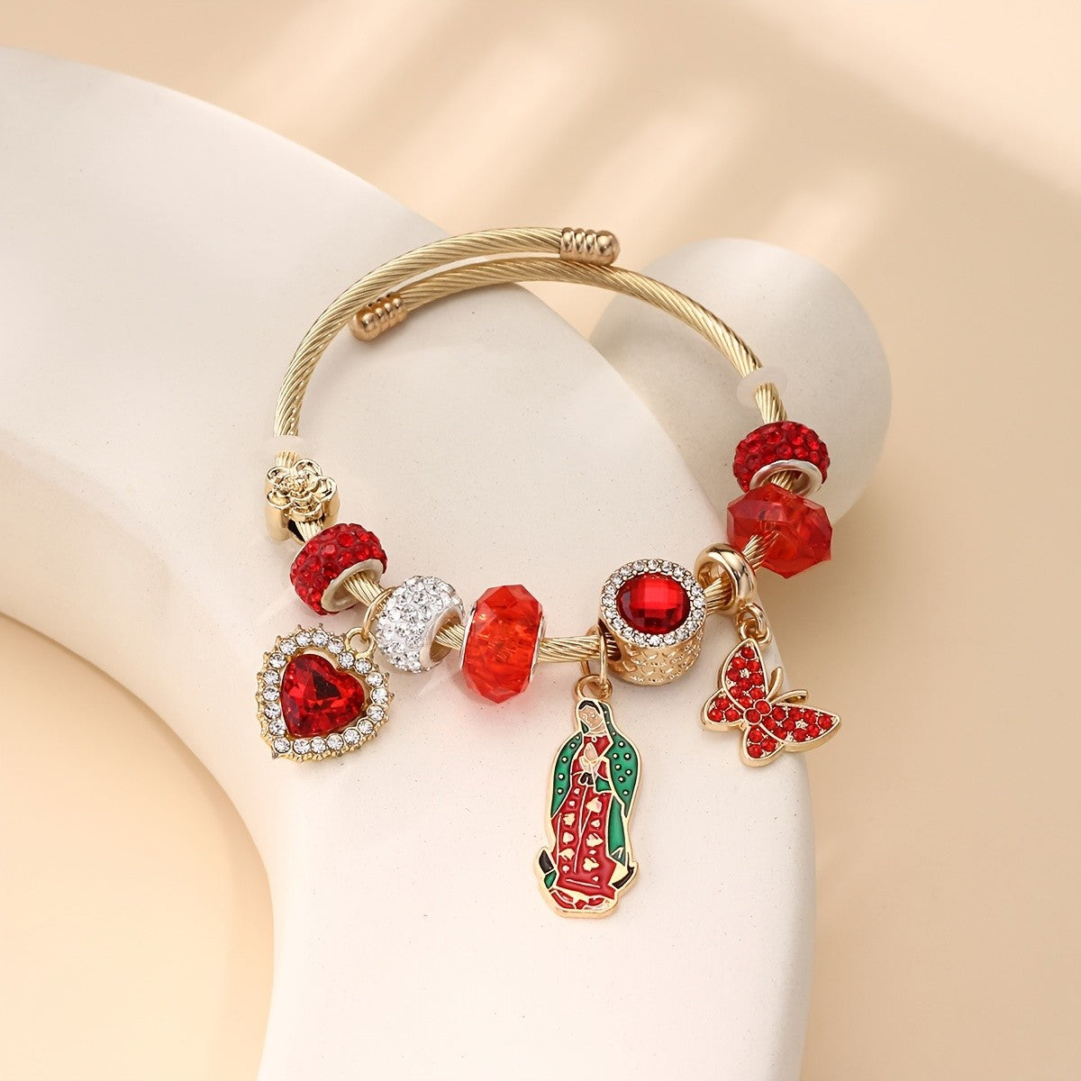 Boho Religious Charm Bangle Bracelet
