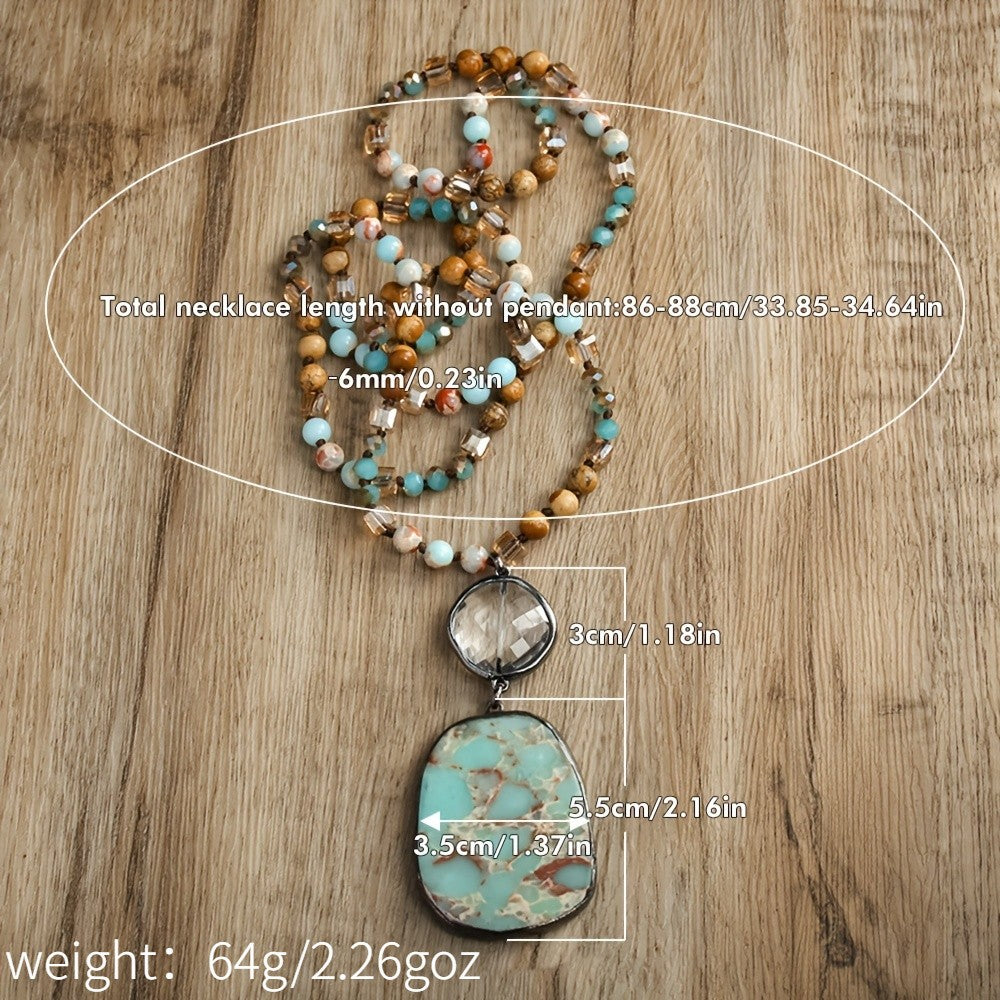 Boho Multi-Stone Turquoise Pendant Necklace