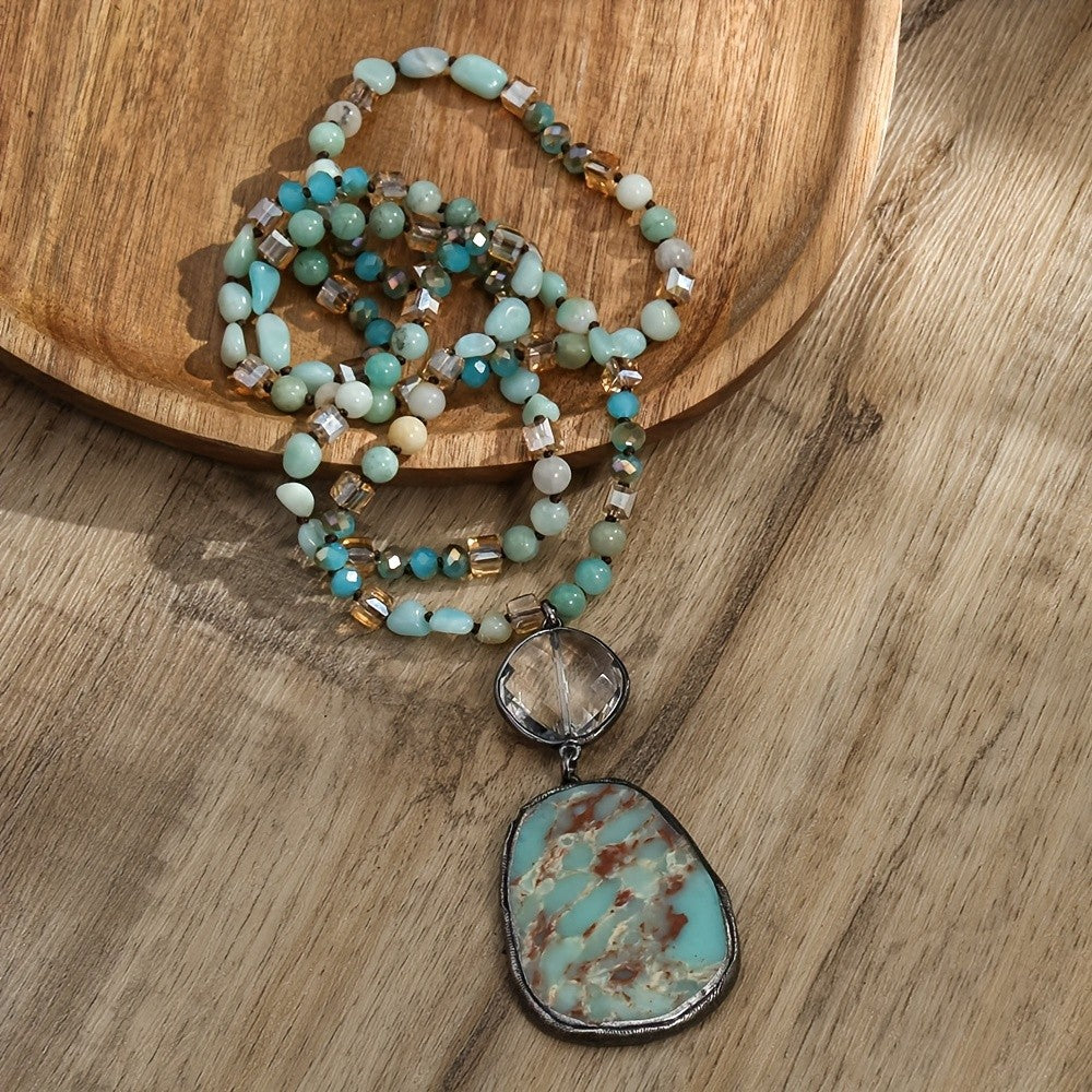Boho Multi-Stone Turquoise Pendant Necklace