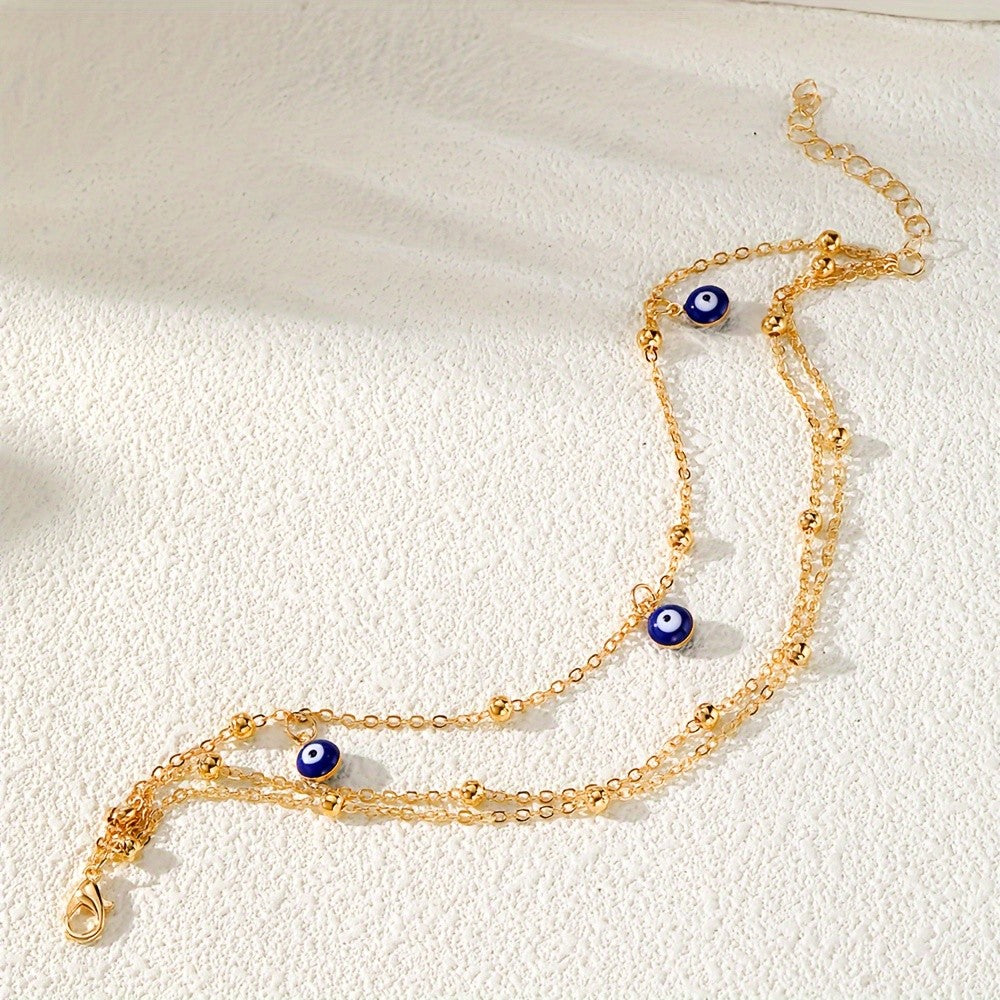 Dainty Layered Evil Eye Anklet