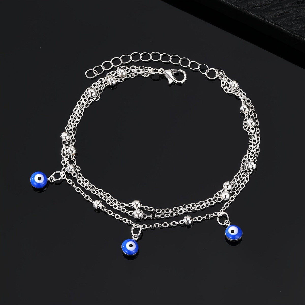 Dainty Layered Evil Eye Anklet
