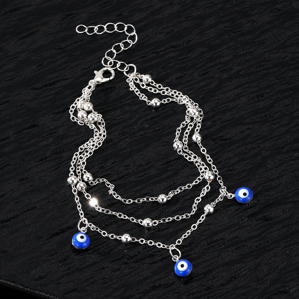 Dainty Layered Evil Eye Anklet