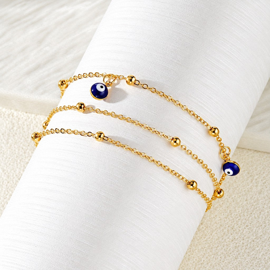 Dainty Layered Evil Eye Anklet