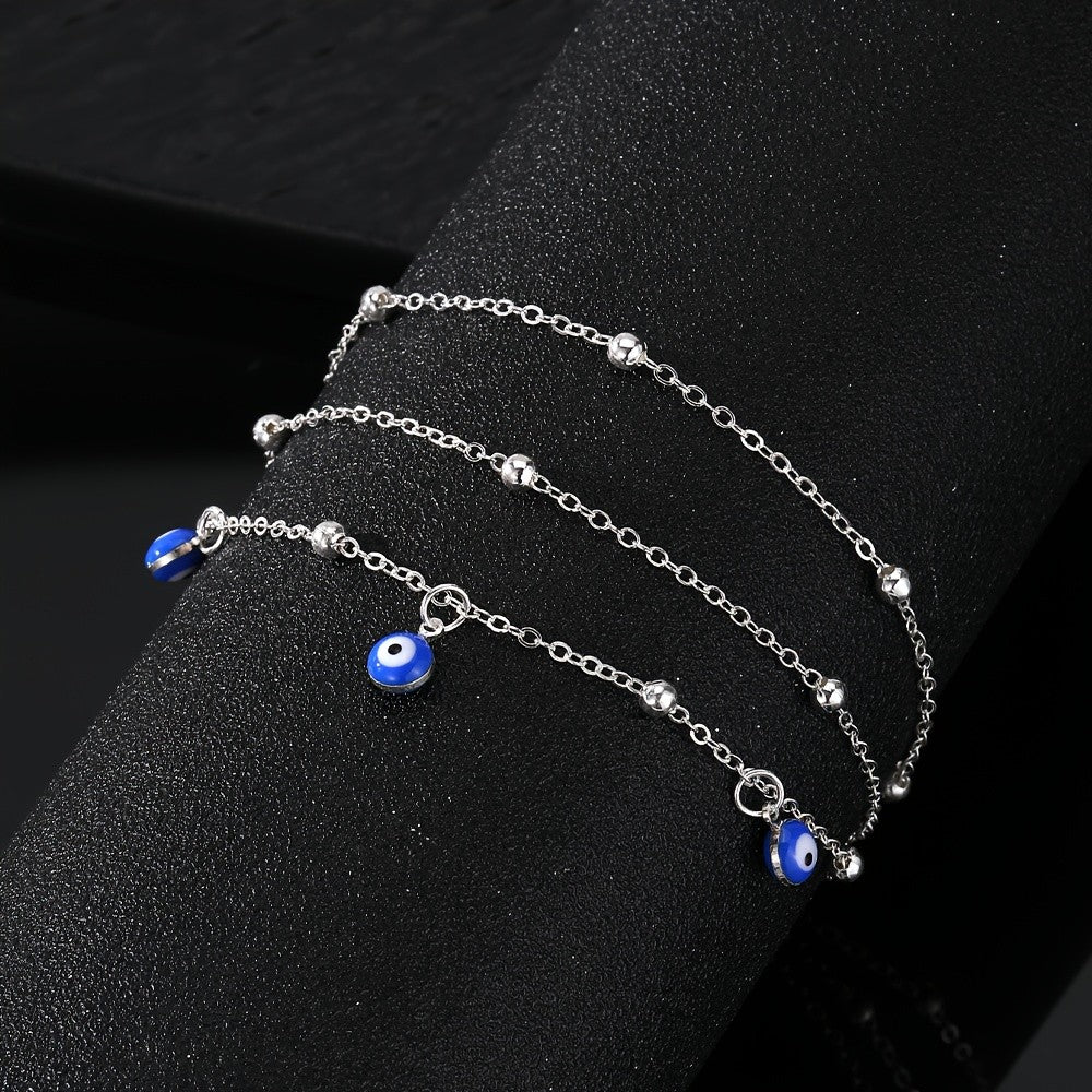 Dainty Layered Evil Eye Anklet
