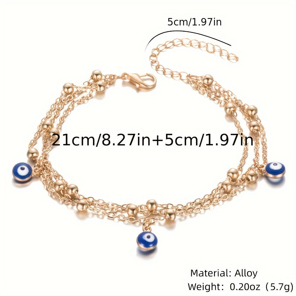 Dainty Layered Evil Eye Anklet