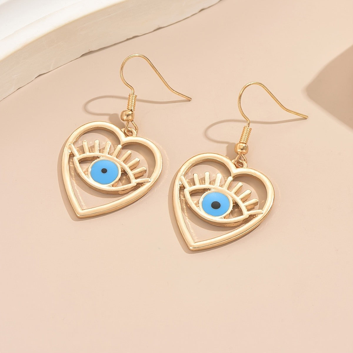 Romantic Heart Evil Eye Earrings
