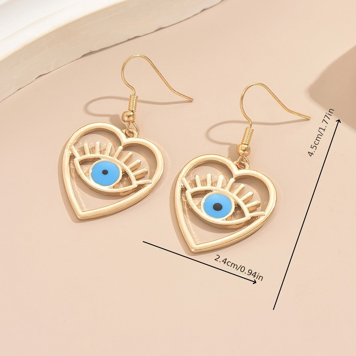 Romantic Heart Evil Eye Earrings