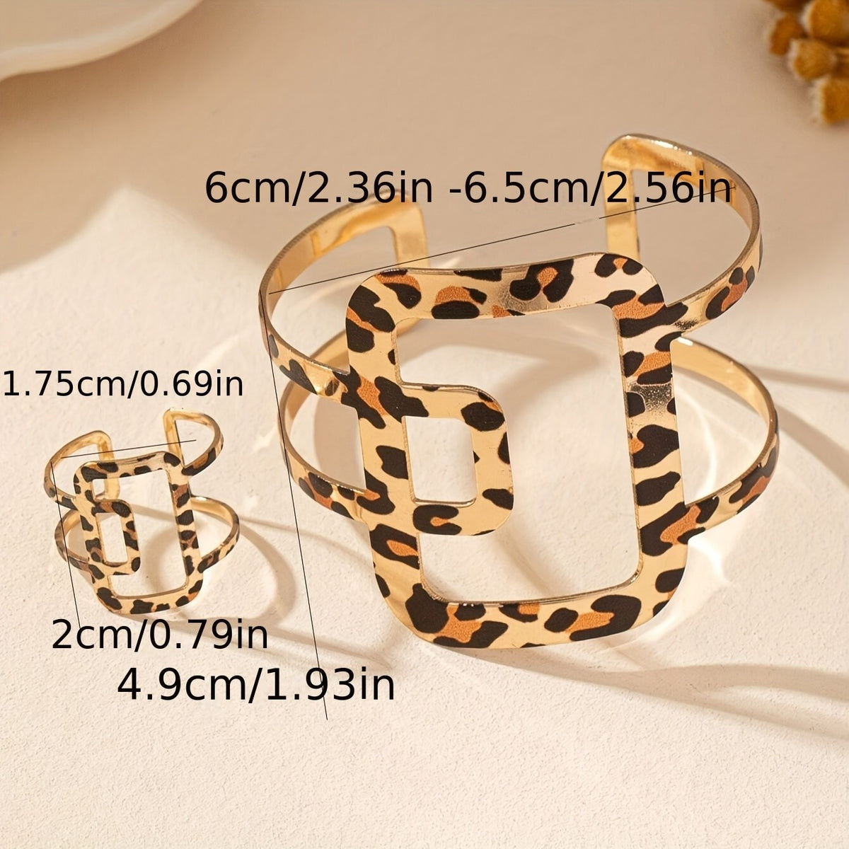14k Boho Leopard Print Square Set