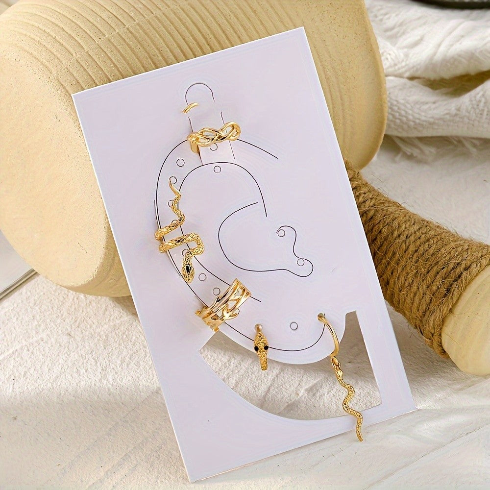 Boho Serpent Ear Cuff & Drop Earring Set