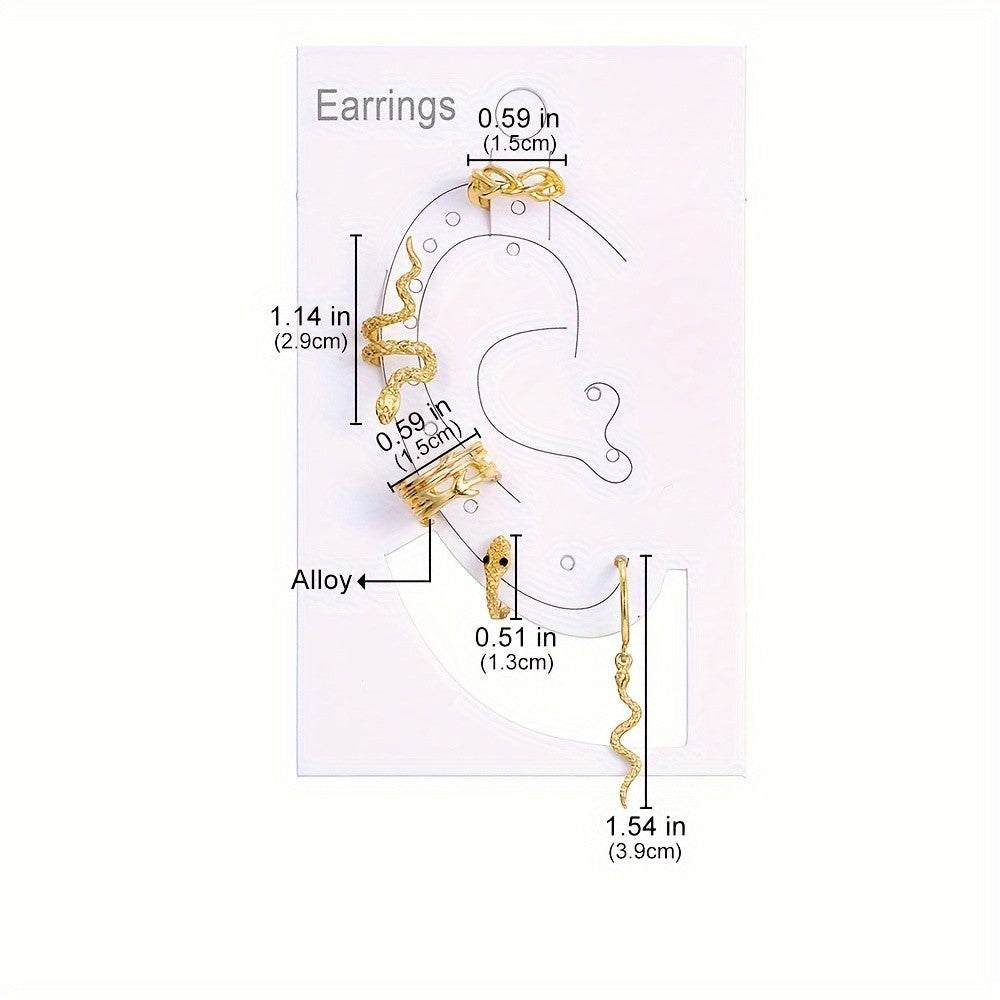 Boho Serpent Ear Cuff & Drop Earring Set