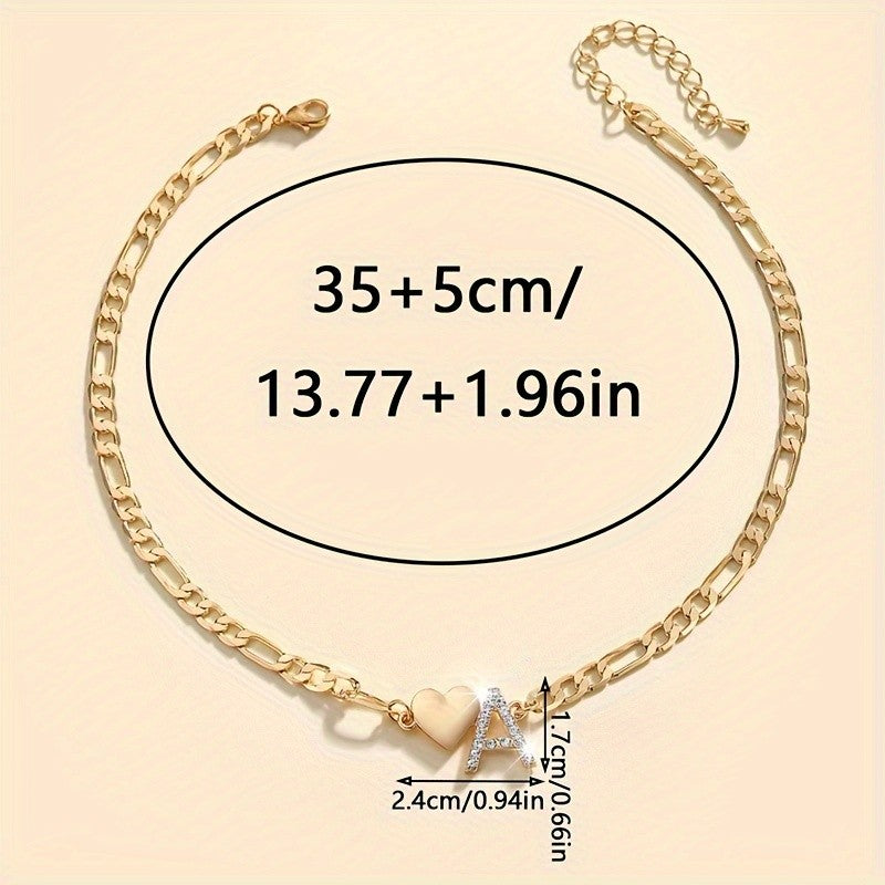 Classy Heart Initial Letter Necklace