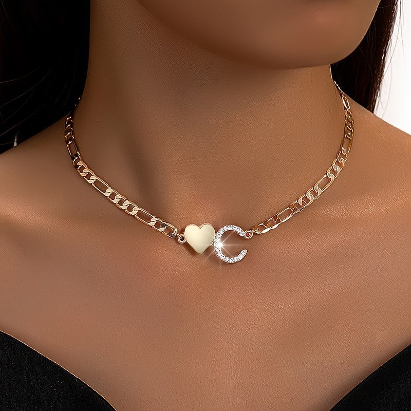 Classy Heart Initial Letter Necklace
