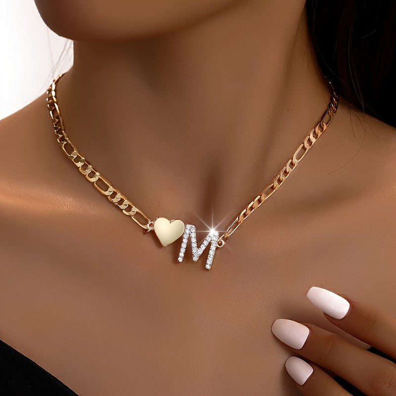 Classy Heart Initial Letter Necklace