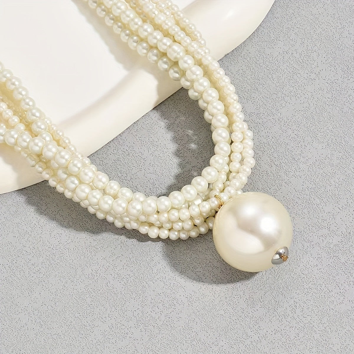 Elegant Multi-Layer Faux Pearl Drop Necklace