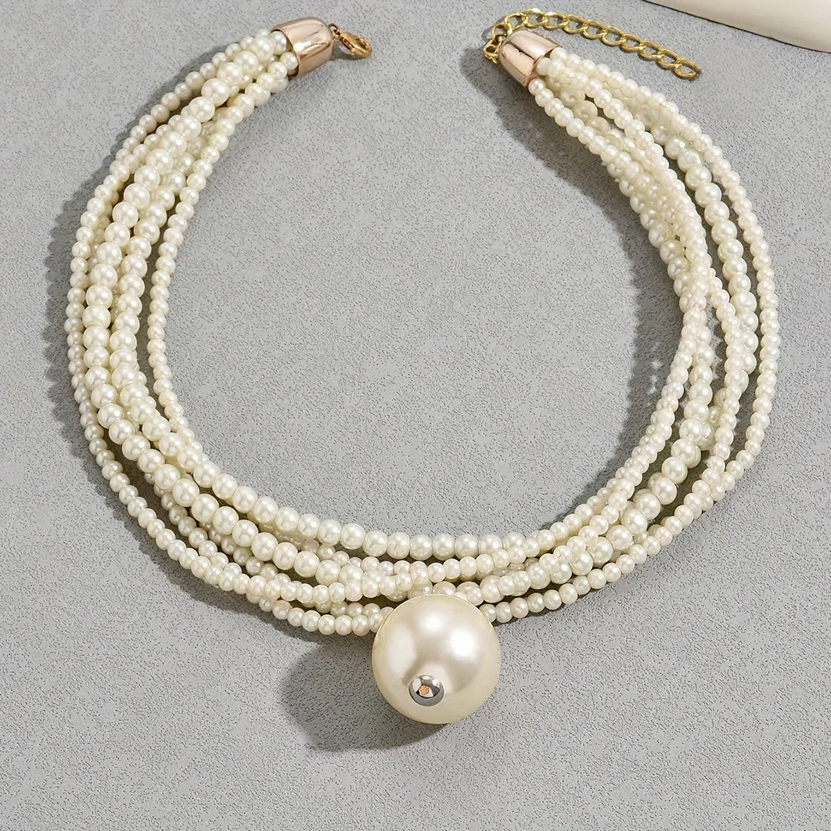 Elegant Multi-Layer Faux Pearl Drop Necklace
