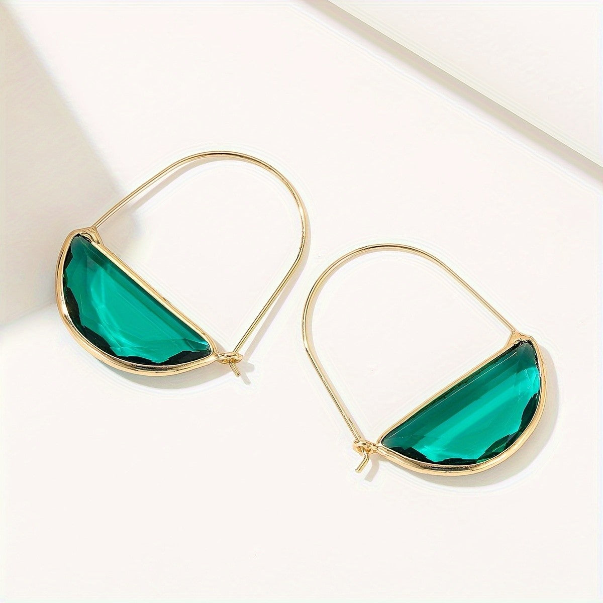 Boho Emerald Green Glass Drop Earrings