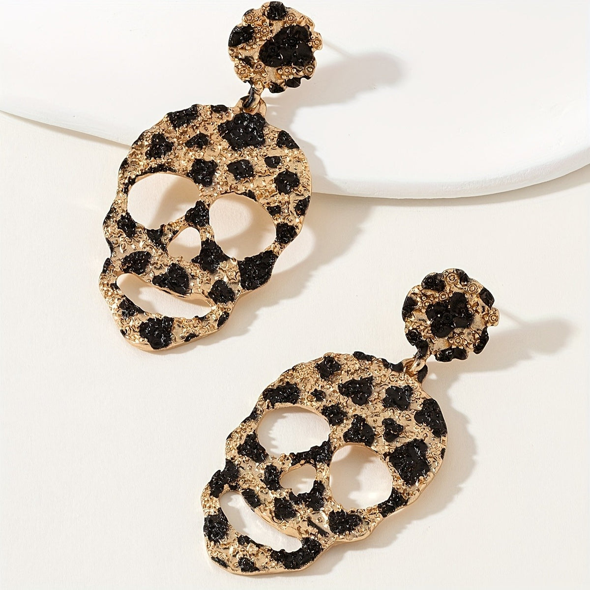 18k Punk Leopard Skull Earrings