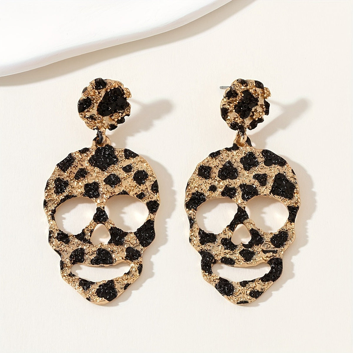 18k Punk Leopard Skull Earrings