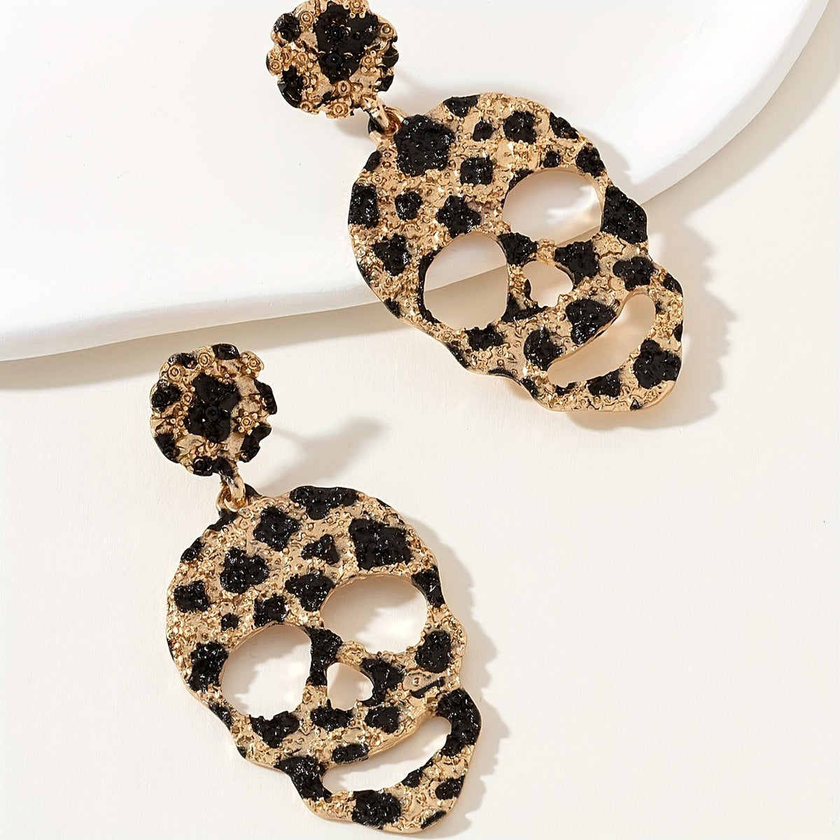 18k Punk Leopard Skull Earrings