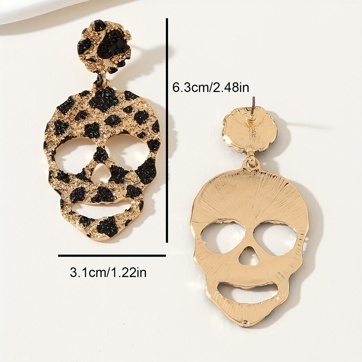 18k Punk Leopard Skull Earrings
