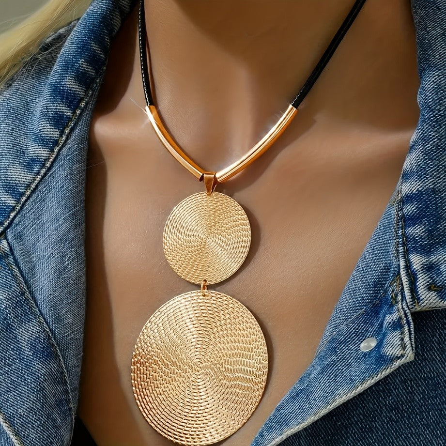Vintage Leopard Disc Pendant Necklace
