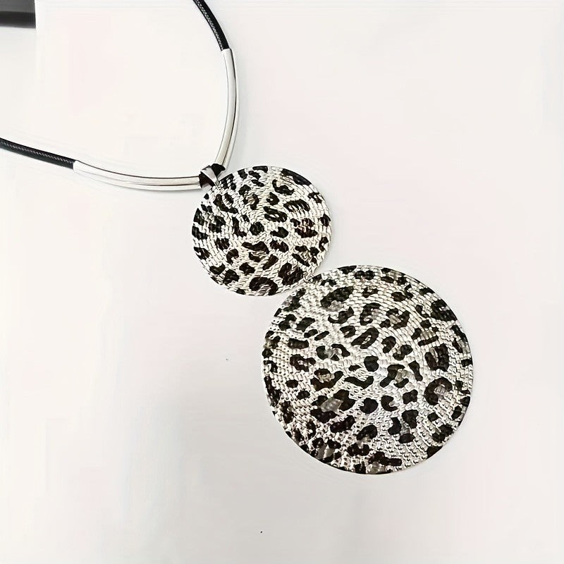 Vintage Leopard Disc Pendant Necklace