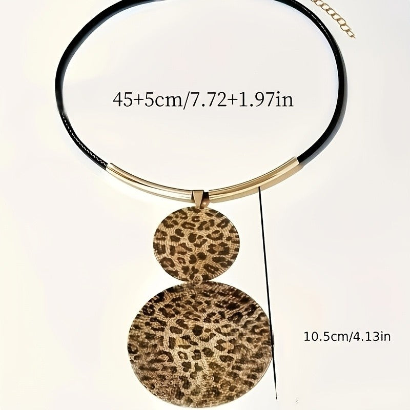 Vintage Leopard Disc Pendant Necklace