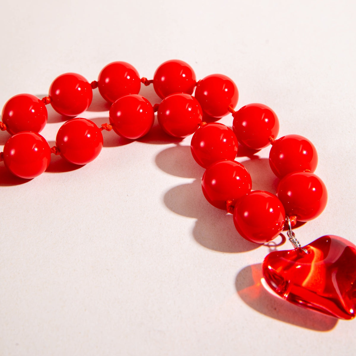 Boho Chunky White Bead Heart Necklace