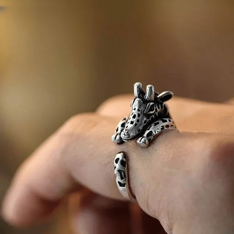 2pc Vintage Giraffe Wrap Ring Set