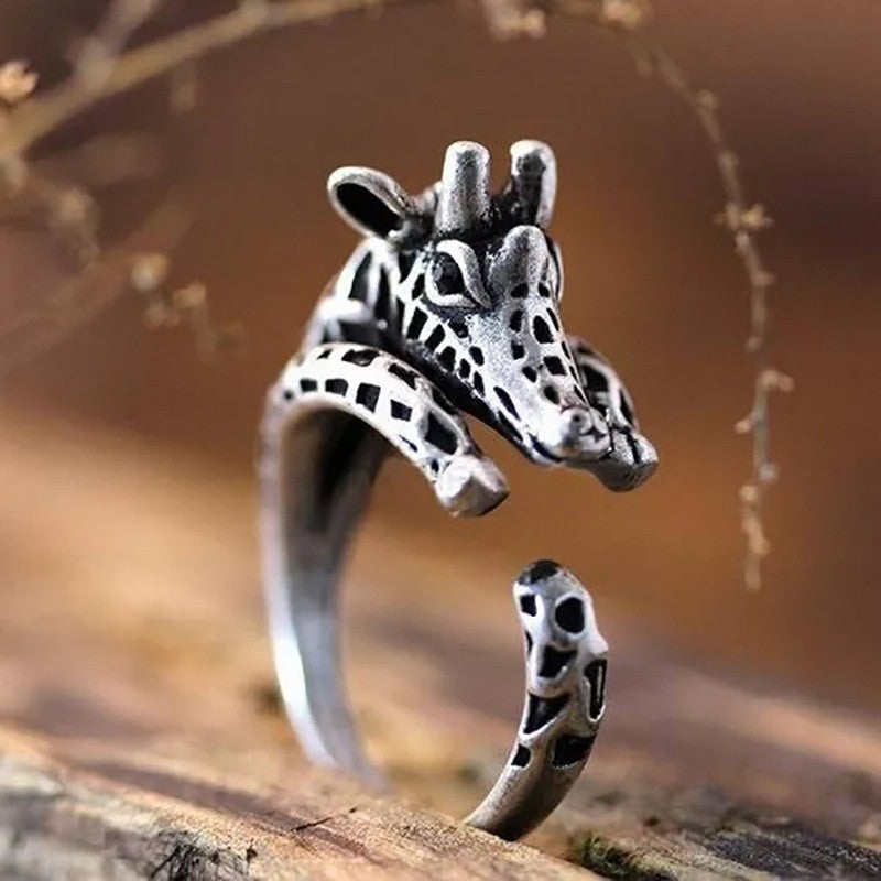 2pc Vintage Giraffe Wrap Ring Set