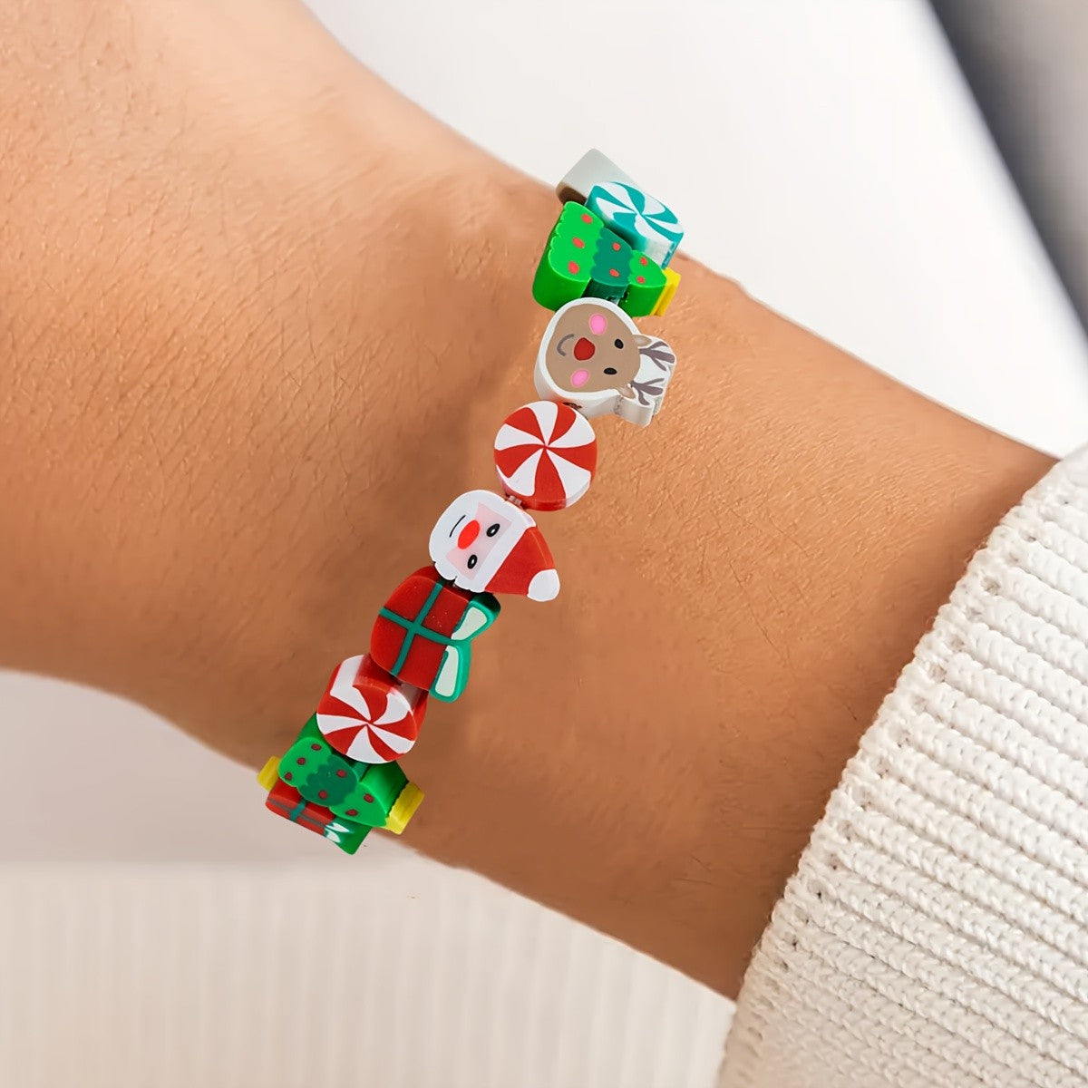 Cute Christmas Polymer Clay Bracelet