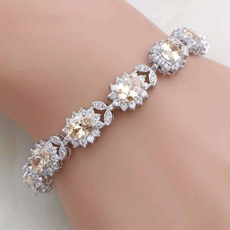 Elegant Blue Oval Zircon Bracelet