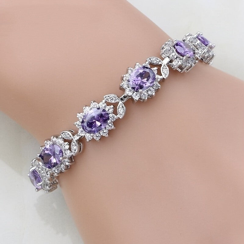 Elegant Blue Oval Zircon Bracelet