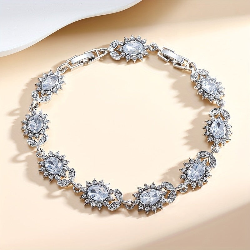 Elegant Blue Oval Zircon Bracelet