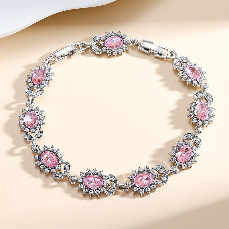 Elegant Blue Oval Zircon Bracelet