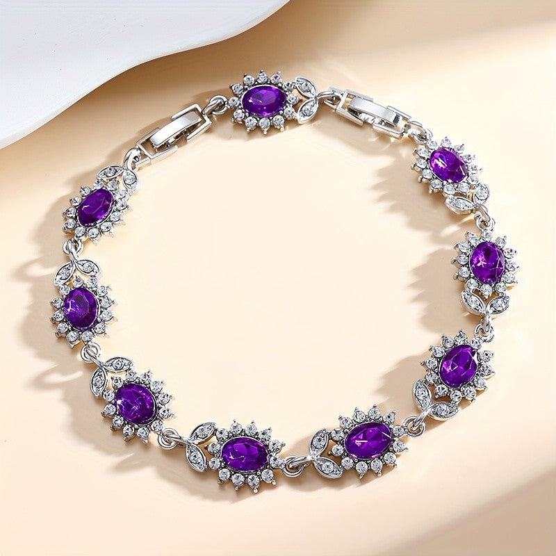 Elegant Blue Oval Zircon Bracelet