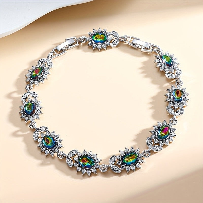 Elegant Blue Oval Zircon Bracelet