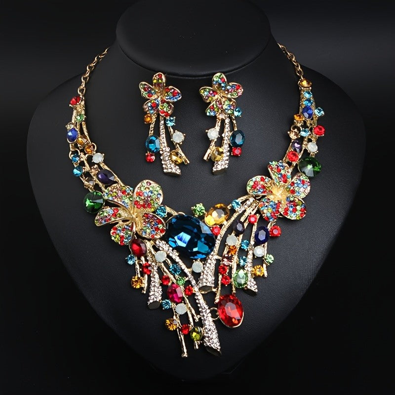 Boho Vibrant Floral Necklace Set