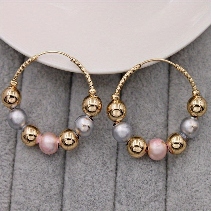 Boho Multicolor Beaded Hoop Earrings