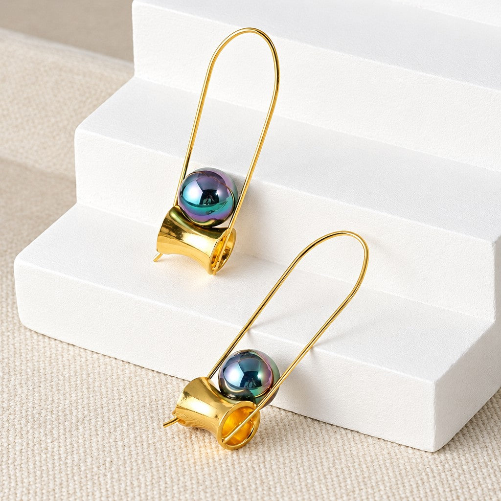 Classy Dark Pearl Arch Earrings