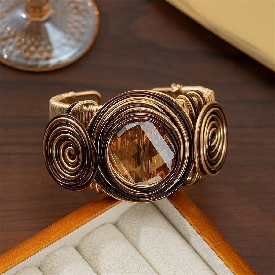 Boho Wire Wrapped Spiral Cuff Bracelet