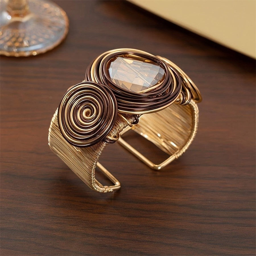 Boho Wire Wrapped Spiral Cuff Bracelet