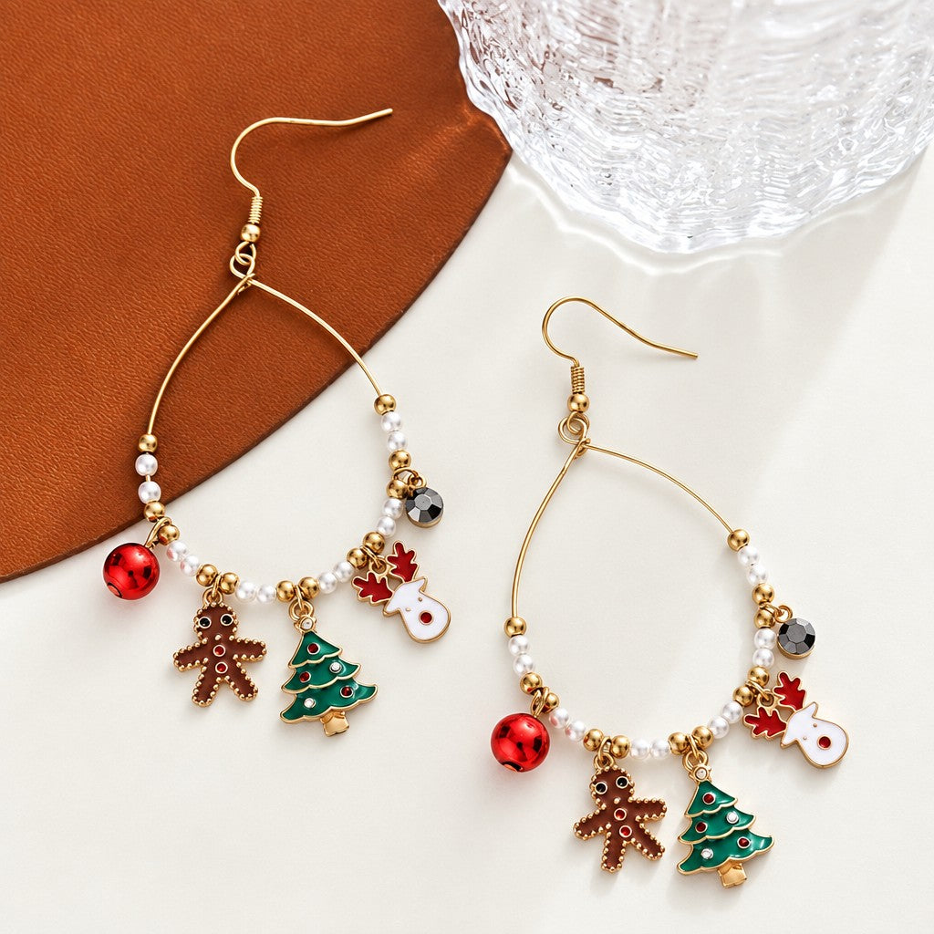 Festive Christmas Tree Charm Earrings