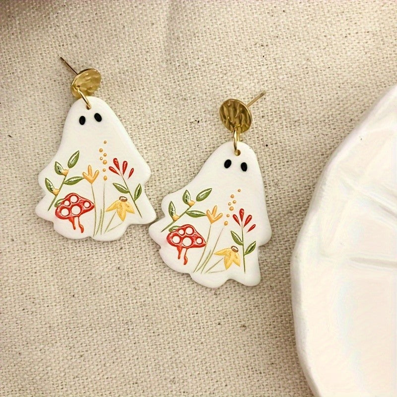 Whimsical Floral Ghost Earrings