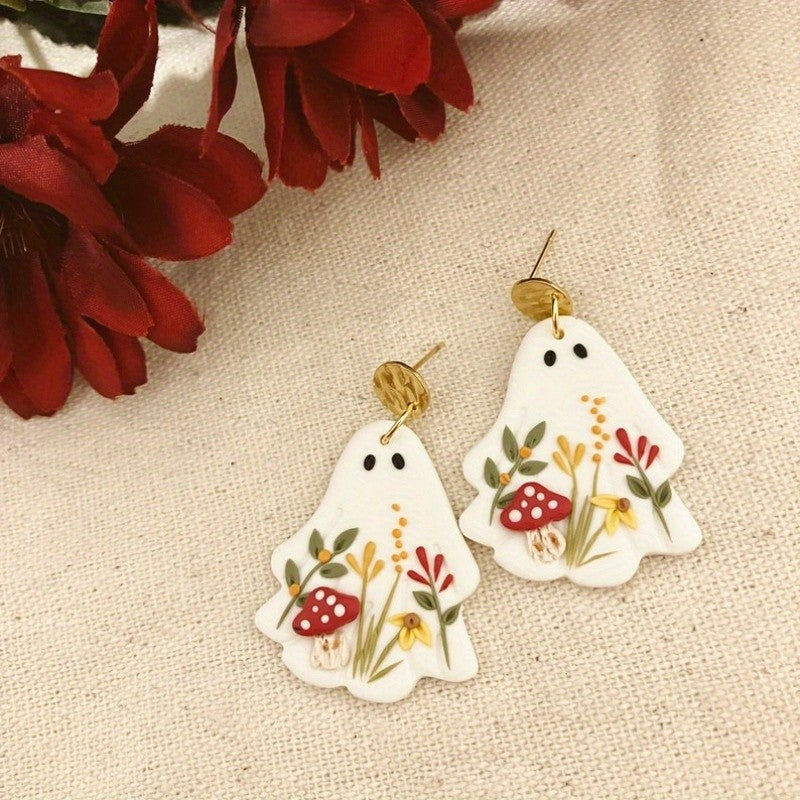 Whimsical Floral Ghost Earrings