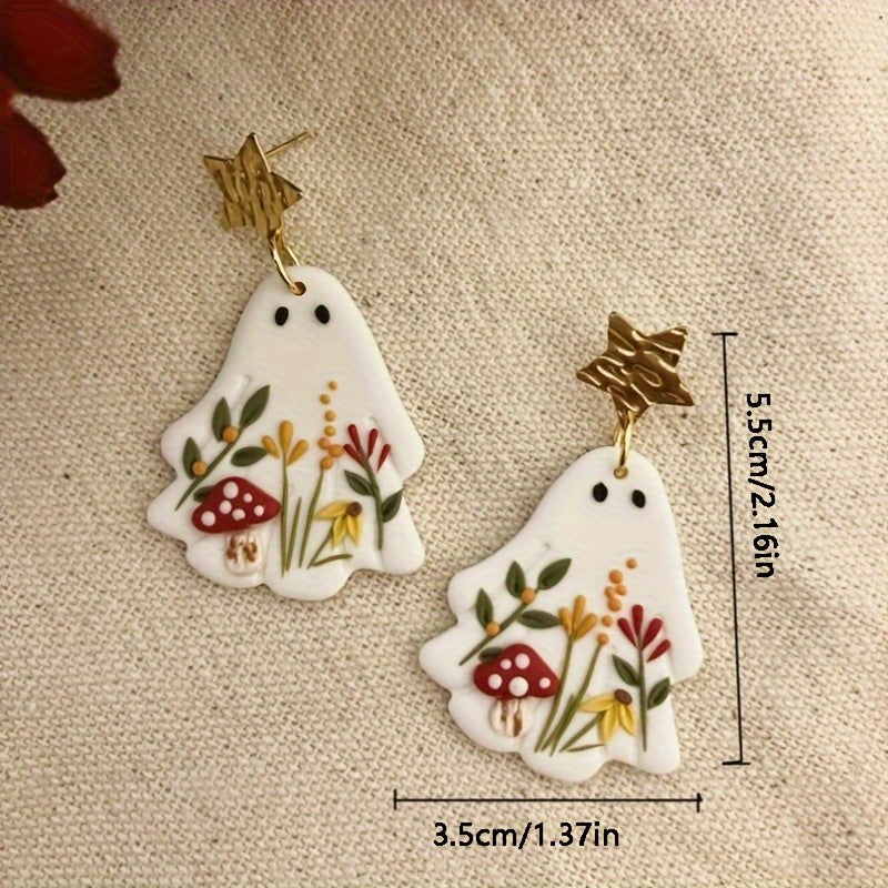 Whimsical Floral Ghost Earrings