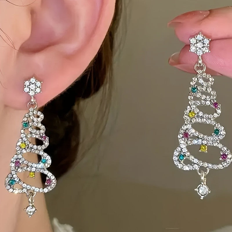 Elegant Christmas Tree Drop Earrings