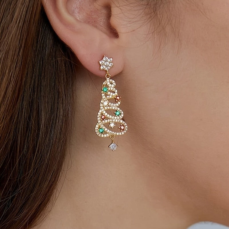 Elegant Christmas Tree Drop Earrings