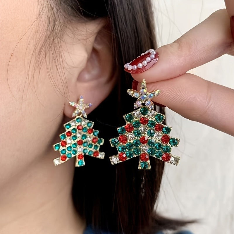 Elegant Christmas Tree Drop Earrings