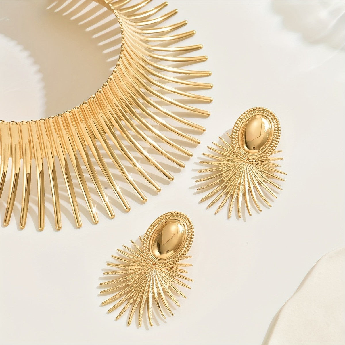Vintage Sunburst Spike Choker & Earring Set